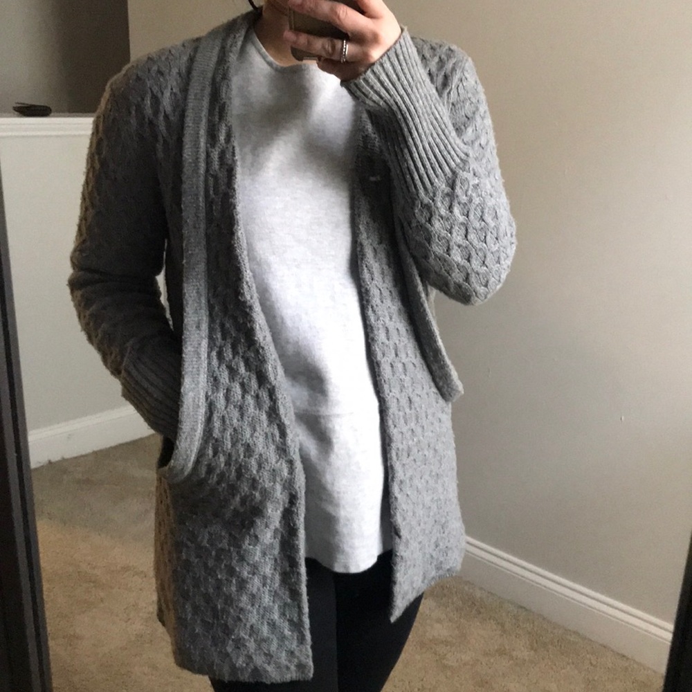 Gray cable knit cardigan